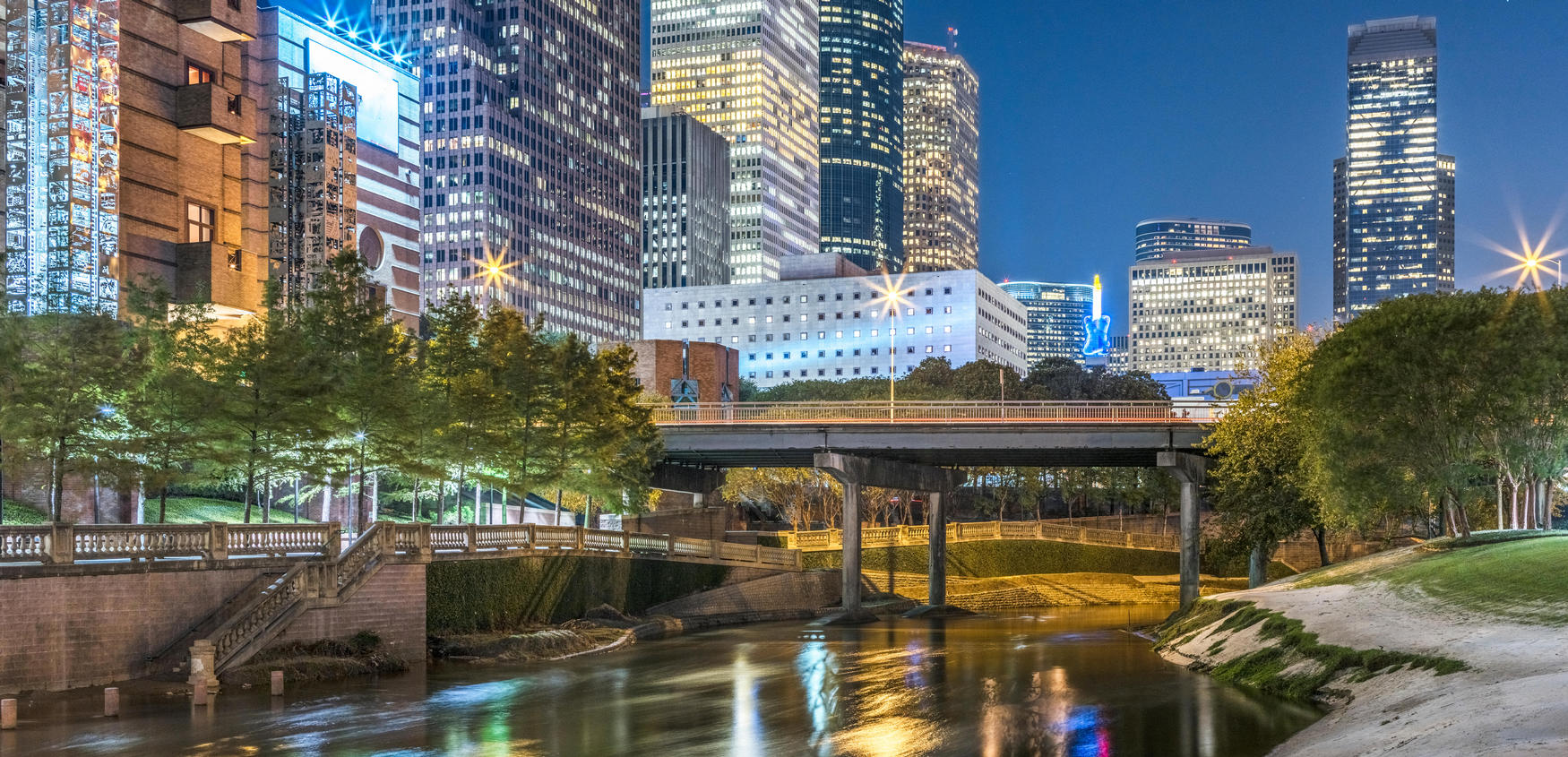 Houston downtown at night